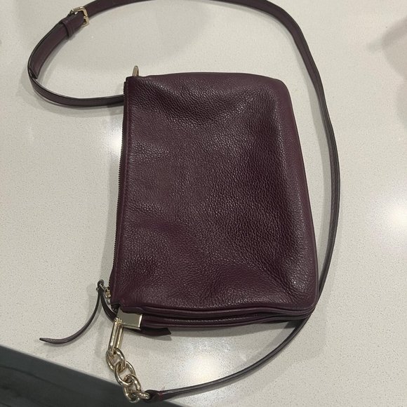Kate Spade New York Burgundy Maroon Pebble Leather Crossbody Handbag - Picture 6 of 6